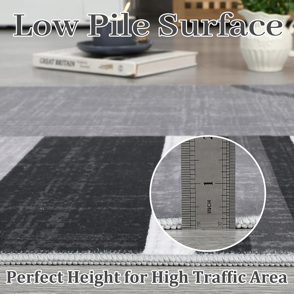 RUGSREAL Washable Rug 5x7 Abstract Circles Area Rugs Non Slip Floor Carpet