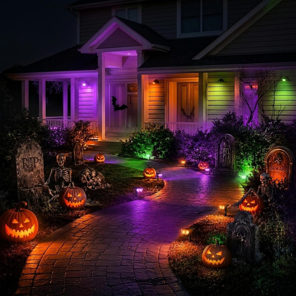 Linkind Halloween Solar Spotlights Outdoor Waterproof Multicolor 10 Pack