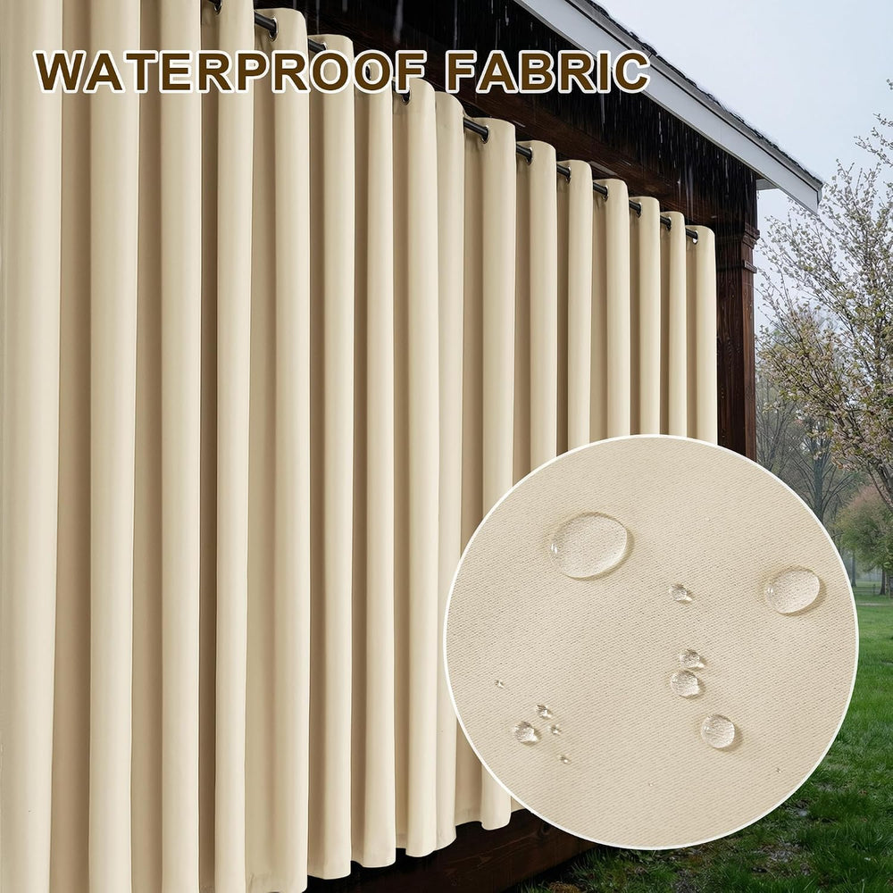 RYB HOME Fade-Resistant Outdoor Curtains for Patio Waterproof with Zipper