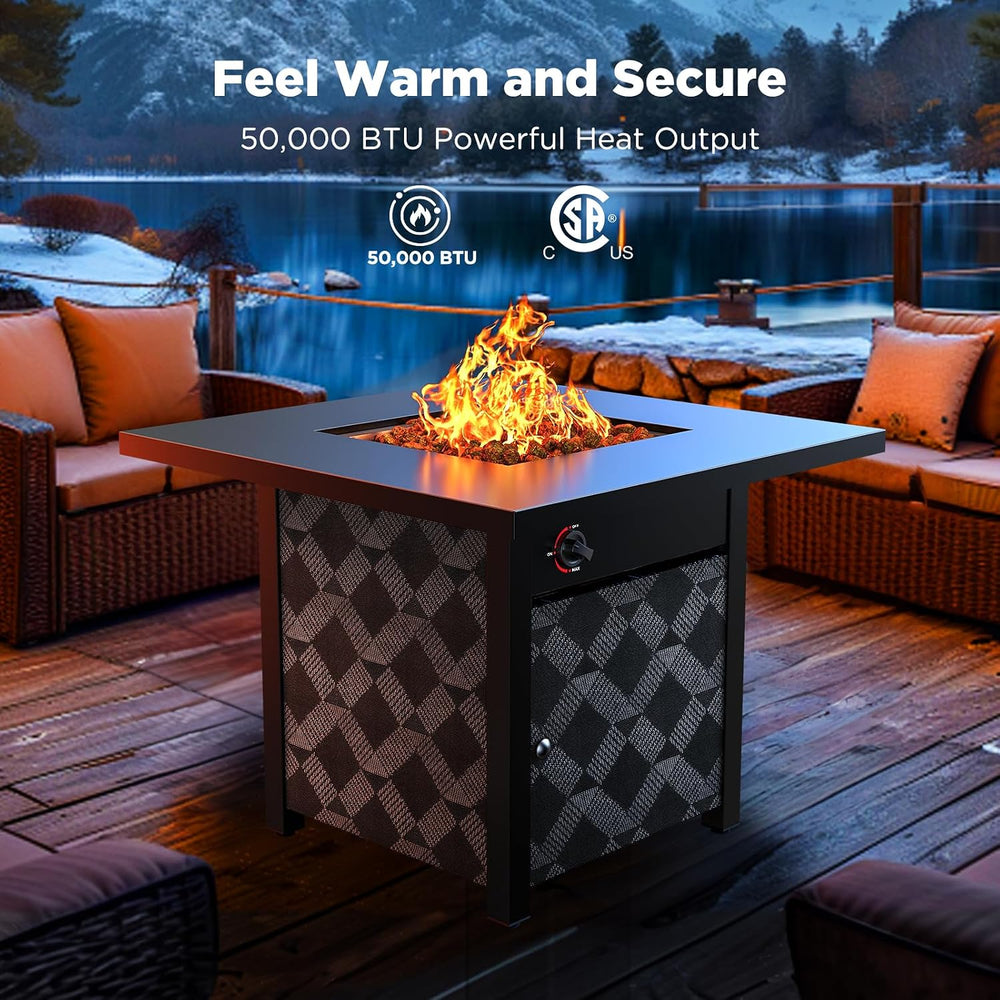 Ciays 28Inch Propane Fire Pit Table, 50,000 BTU Outdoor Gas Fire Pit Table CS...