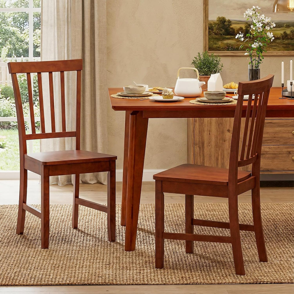 GIANTEX Wood Dining Chair Set of 2, Farmhouse Wooden Dining Side Chair with H...