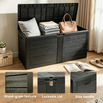 70 Gallon Deck Box, Outdoor Storage Box Waterproof, Patio Storage