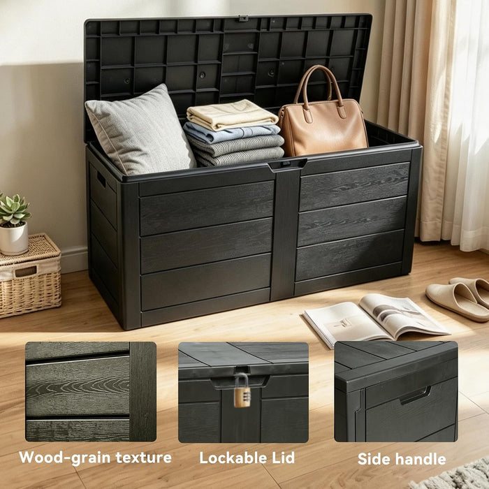 70 Gallon Deck Box, Outdoor Storage Box Waterproof, Patio Storage
