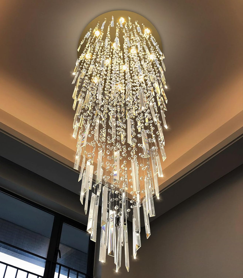 98'' Modern Crystal Chandelier High Ceiling Chandeliers for Entryway ...