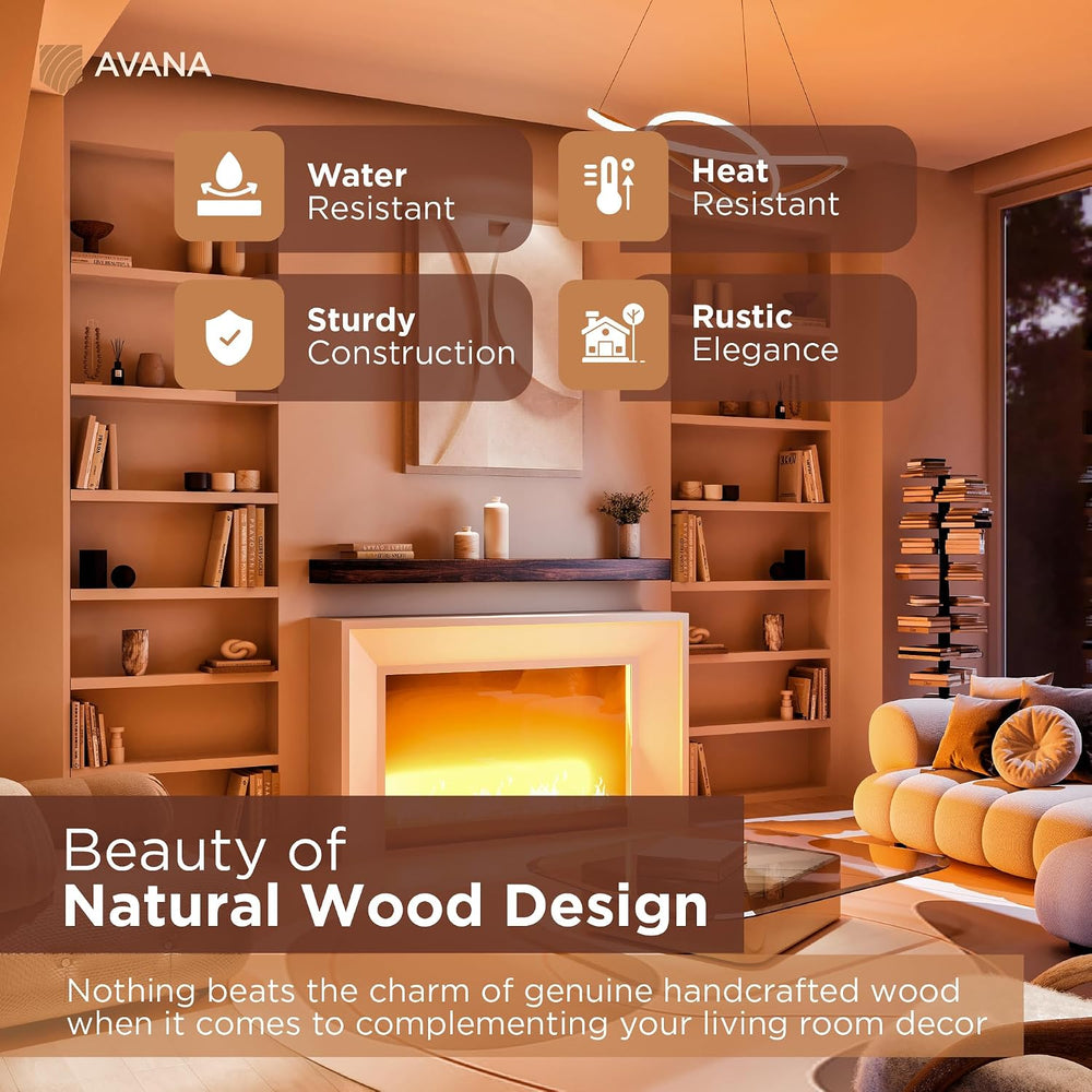 Avana Fireplace Mantel Shelf 60 Inch - Natural Wood Mantles for Over Fireplac...