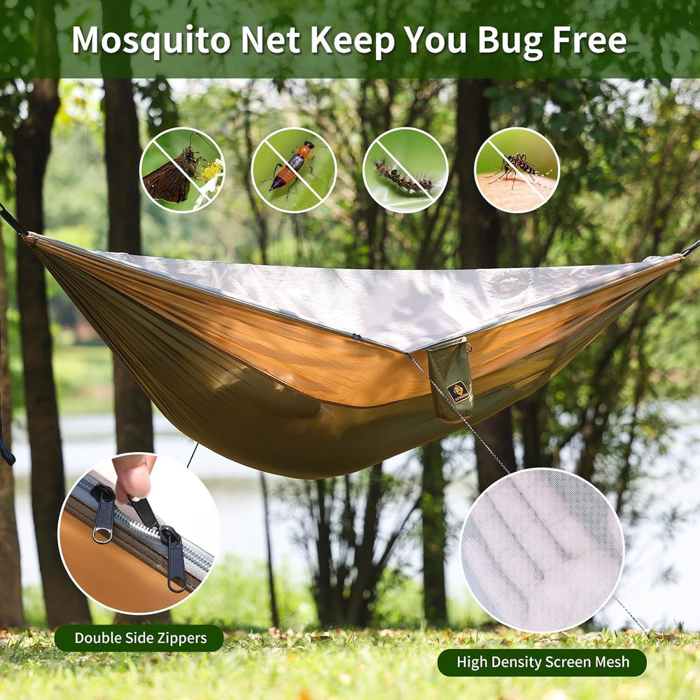 Camping Hammock, Portable Hammocks with Mosquito Net,Lightweight Nylon Parach...
