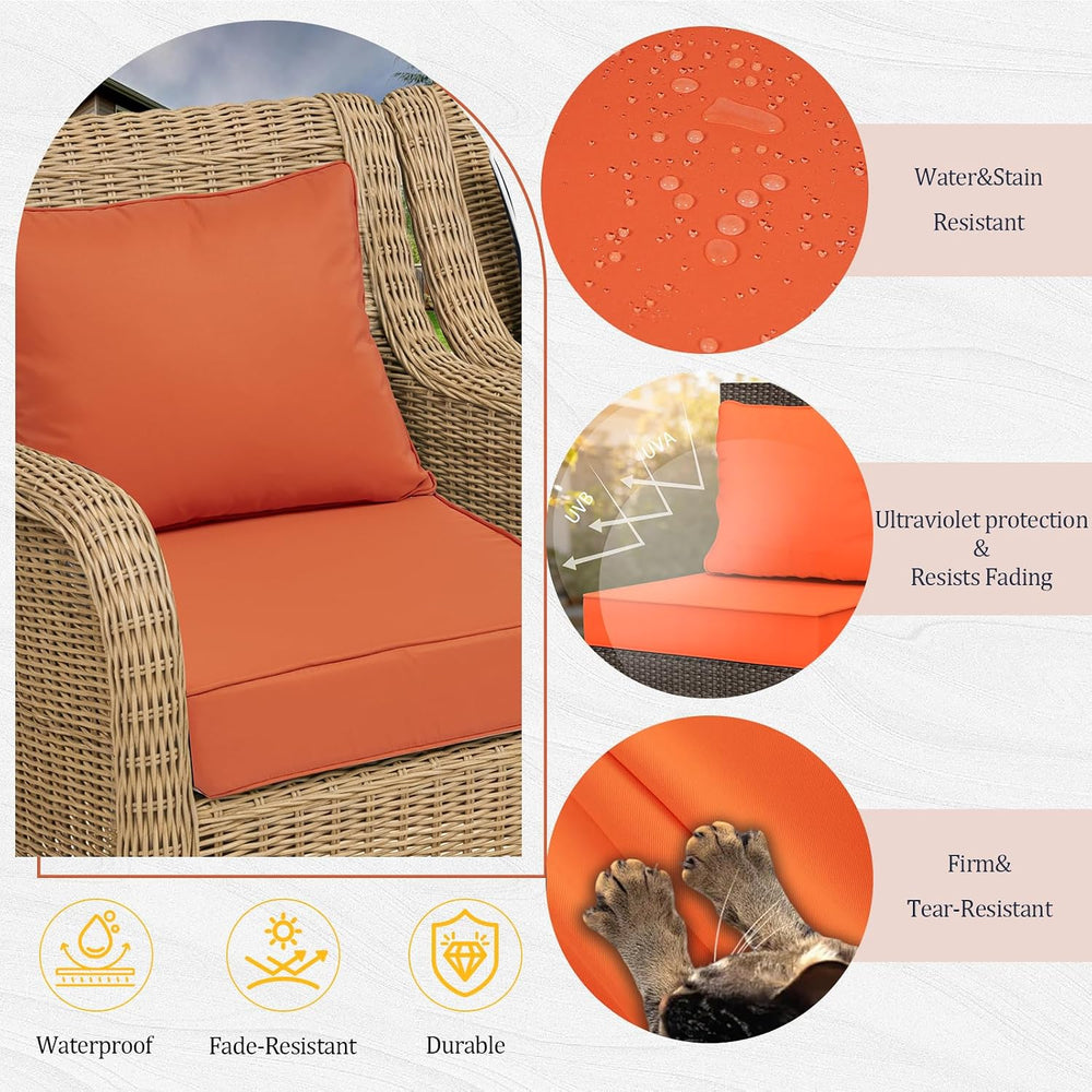 22x24“ Outdoor Deep Seat Cushions Set of 2, Patio Replacement Foam Cushions f...