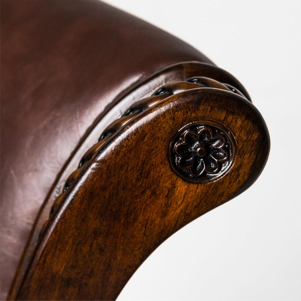 Maven Lane Pullman Bar Stool, Dark Brown, Brown Faux Leather, 31", Set of 4