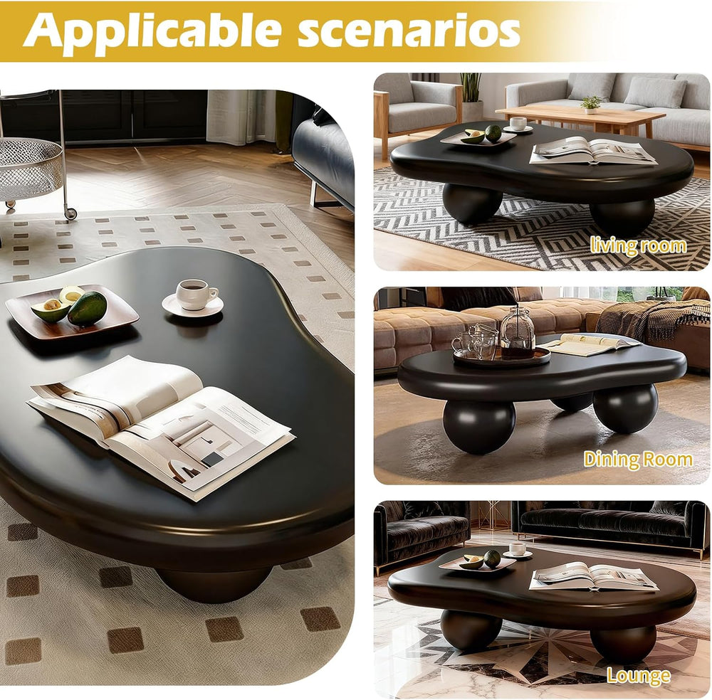 44” Cloud Shaped Coffee Table, Modern Irregular Oval Pedestal Coffee Tables w...