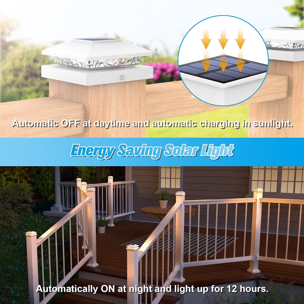 VOLISUN 4x4 Solar Post Cap Lights, 12 Pack White Waterproof Fence Lights