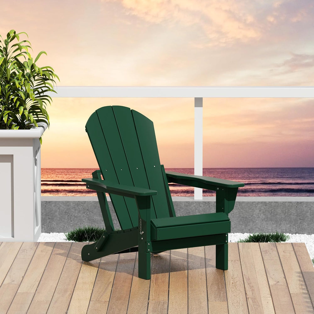 WO Home Furniture Laguna Folding Adirondack Chair, HDPE Patio Chair, All Weat...