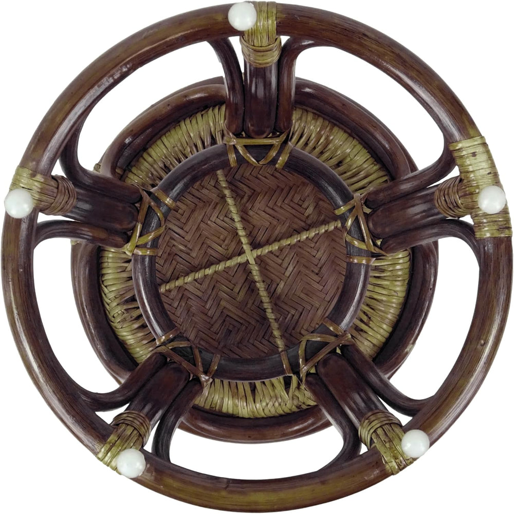 Breeze Handmade Rattan Wicker Stool Fully Assembled Dark Brown Color