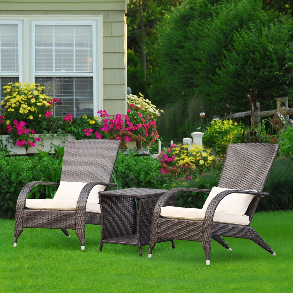 Outdoor Patio Wicker Adirondack Chair Outside Fire Pit Chairs Oversized Comfy...
