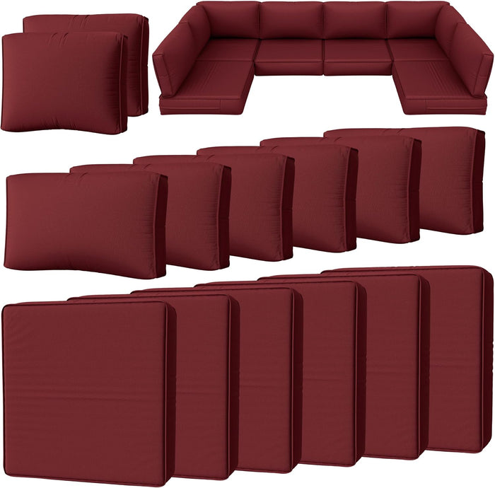 14 Pcs Outdoor Cushion Slipcovers Outdoor Patio Cushion Covers Replacement Waterproof with Zipper for Outdoor Furniture, Patio Sofa Couch 3 Sizes, Covers Only