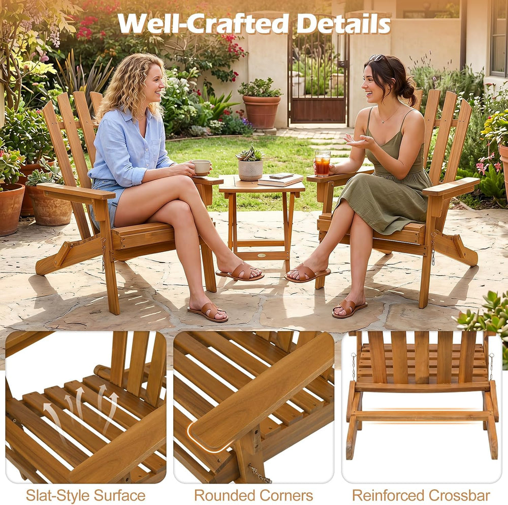 GIANTEX Wooden Adirondack Chair Set of 4 Outdoor Lounger Chair, Folding Adiro...