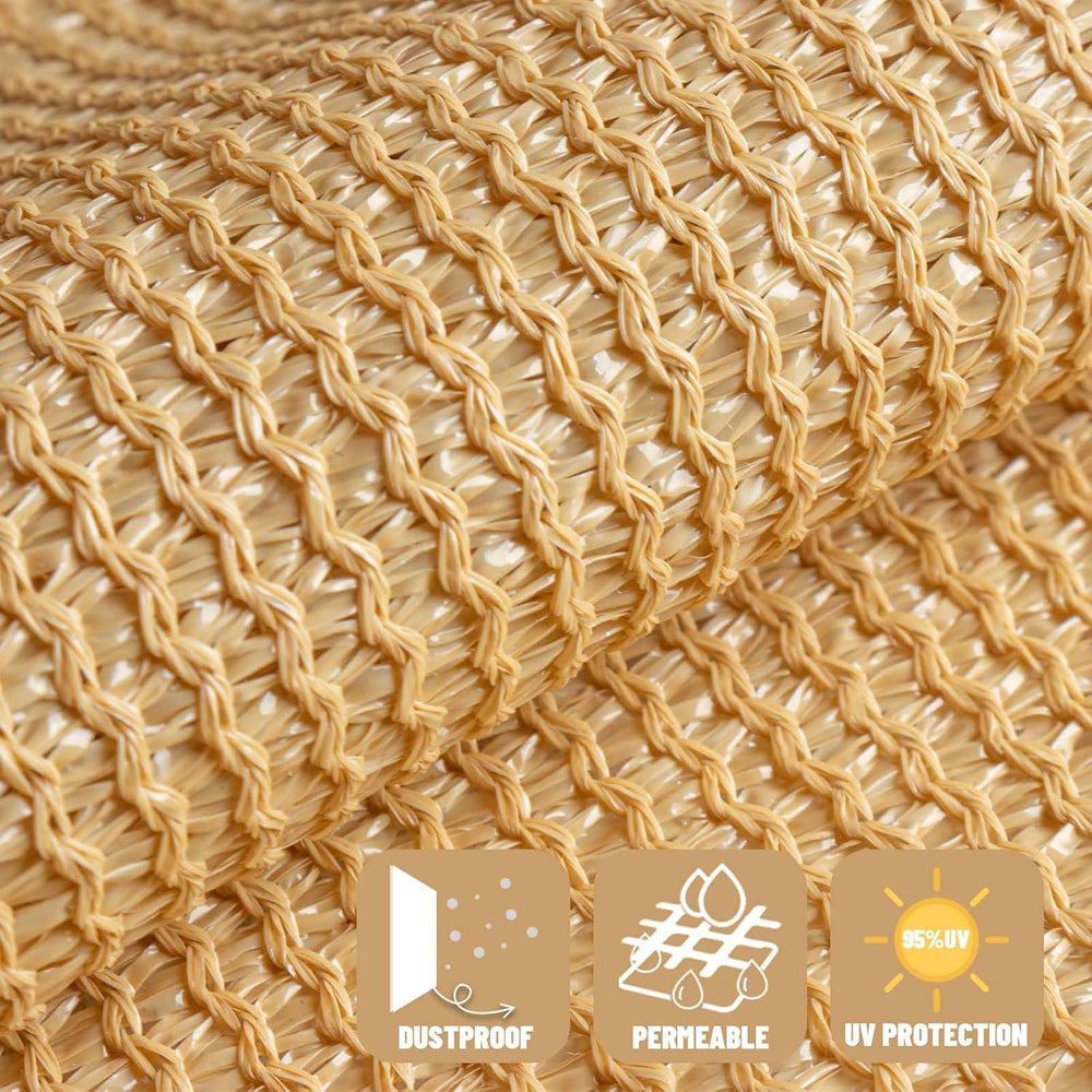 SUNNY GUARD Privacy Screen Fence 8' x 50' Sand Heavy Duty Dustproof D...
