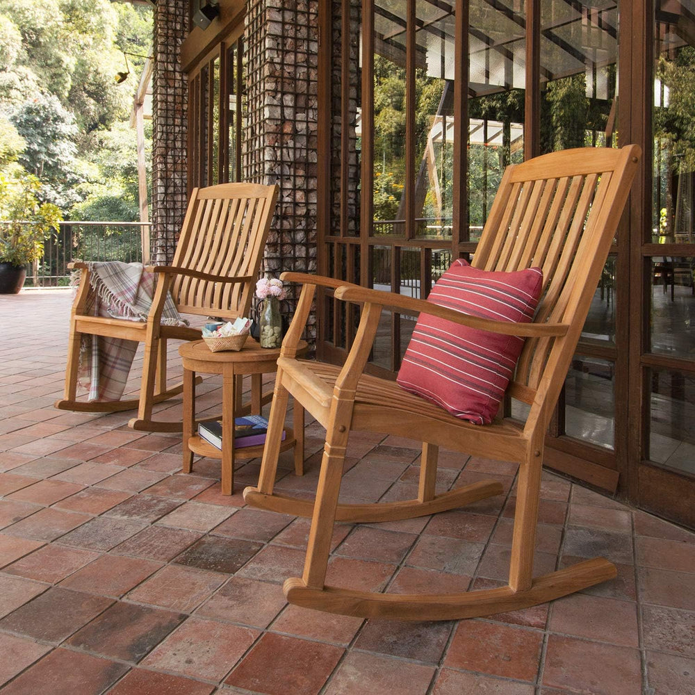 Cambridge Casual Arie Teak Wooden Rocking Chair, Durable Outdoor Rocker for P...