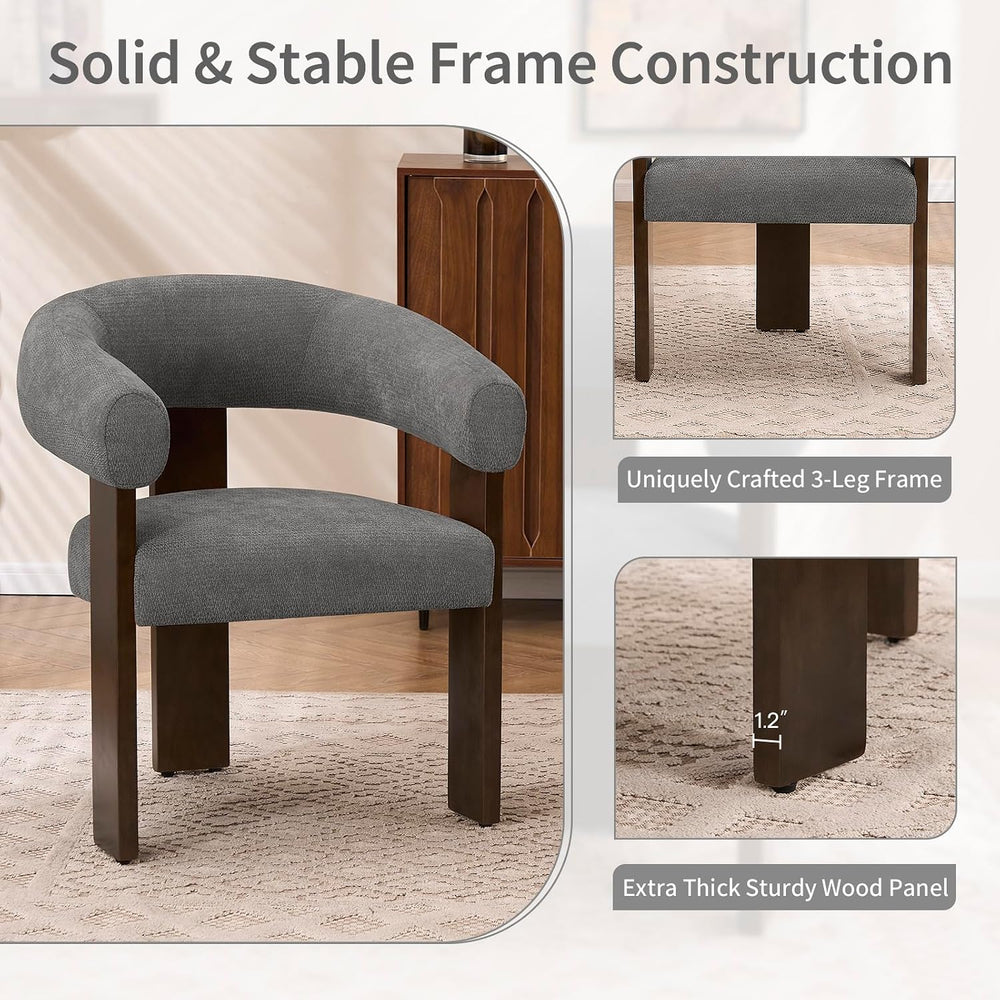 Modern Accent Chair, Barrel Armchair, U-Shaped Backrest, Grey