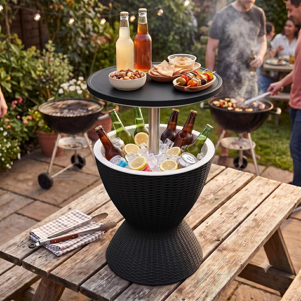 EasyUp Outdoor Cooler Bar Table – 8 Gallon Outdoor Patio Cooler Table with Dr...