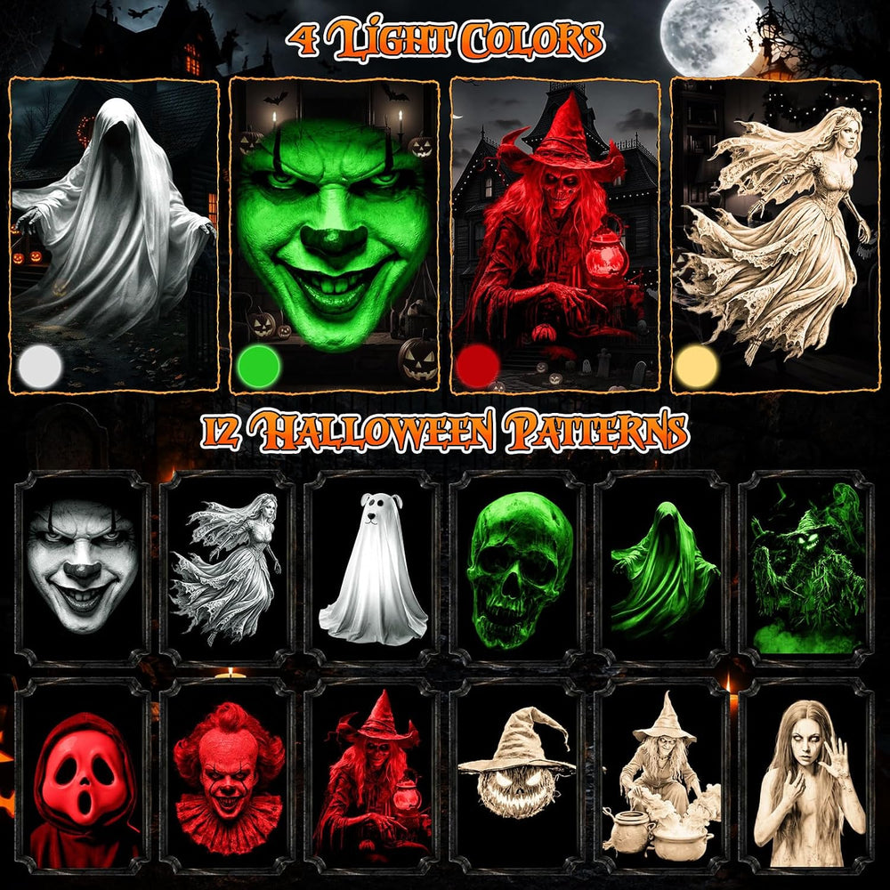 12-in-1 Halloween Projector Lights, 3D Dynamic Halloween Decoration Outdoor