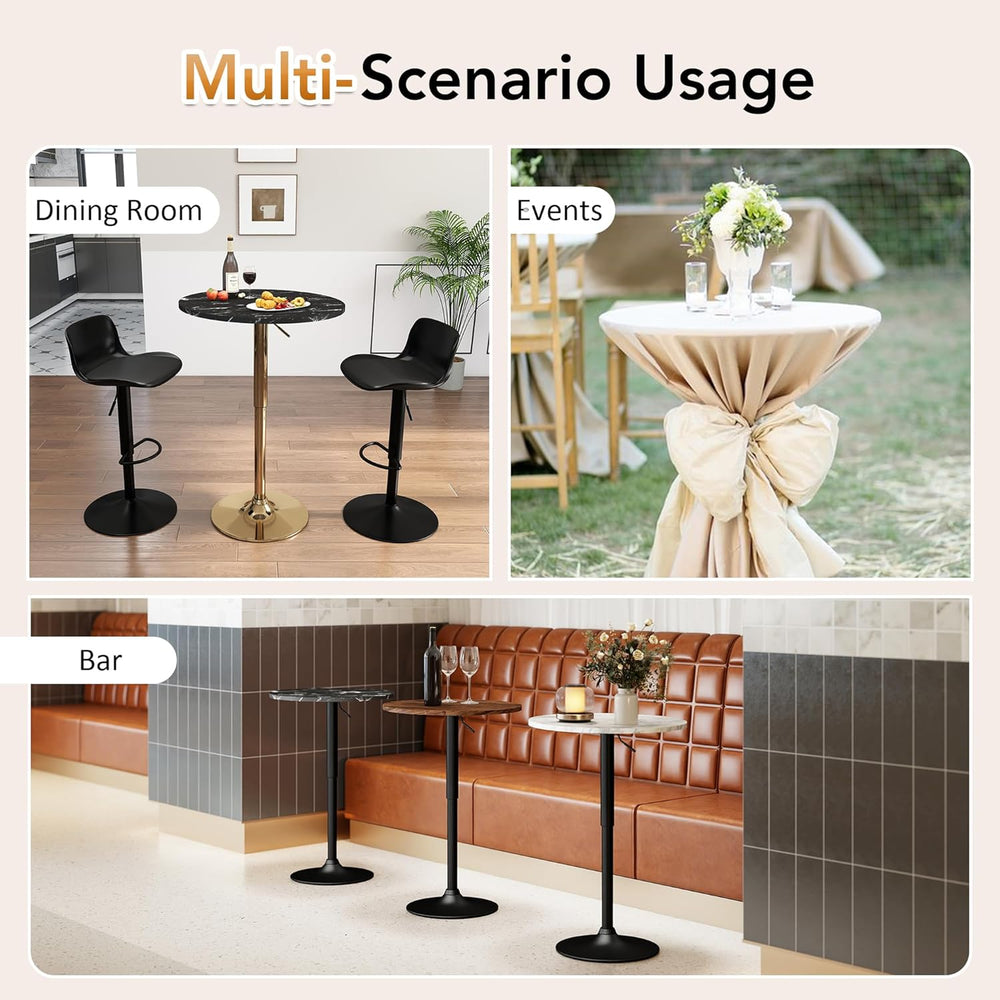 NOBPEINT Round Pub Table, Height Adjustable Bar Table 27-36 inches, 360 Swive...