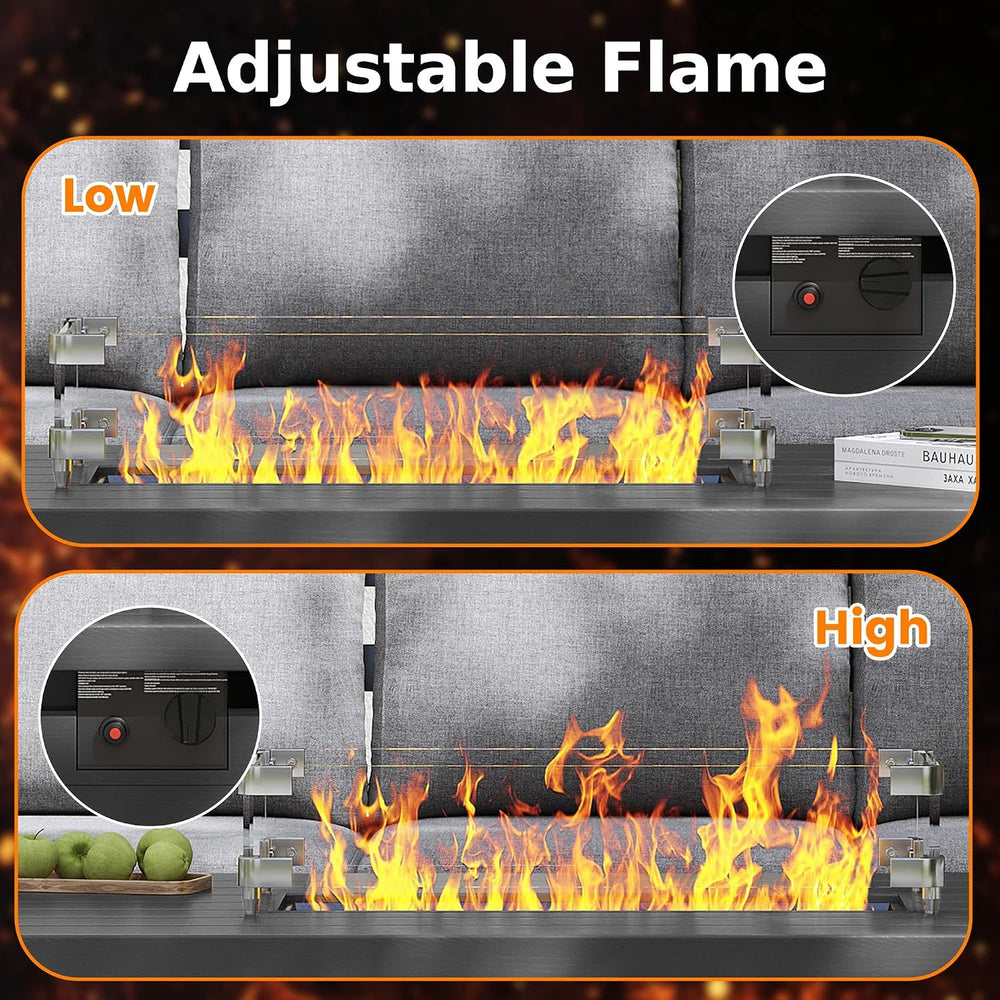 Sundale Outdoor 51 Inch Outdoor Fire Pit Table, 50,000BTU Rectangle Propane F...