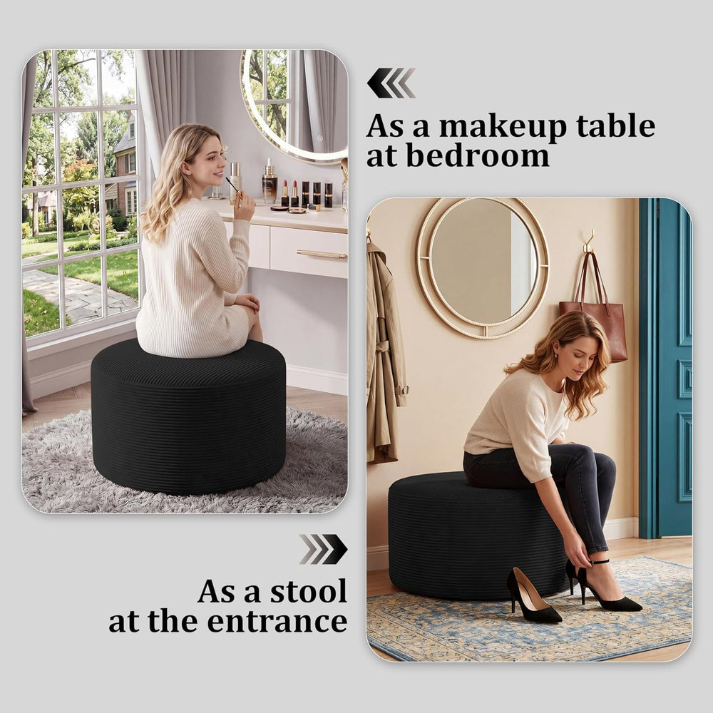 BSHOMGI Round Coffee Table Ottoman for Corduroy Cloud Sectional Couches in a ...