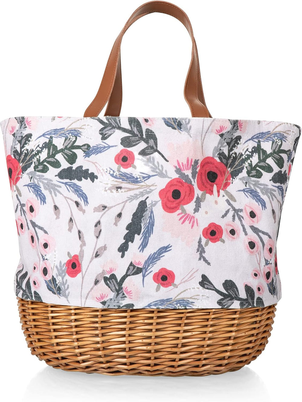 Picnic TIME Promenade Picnic Basket for 2, Canvas and Willow Picnic Set - Inc...