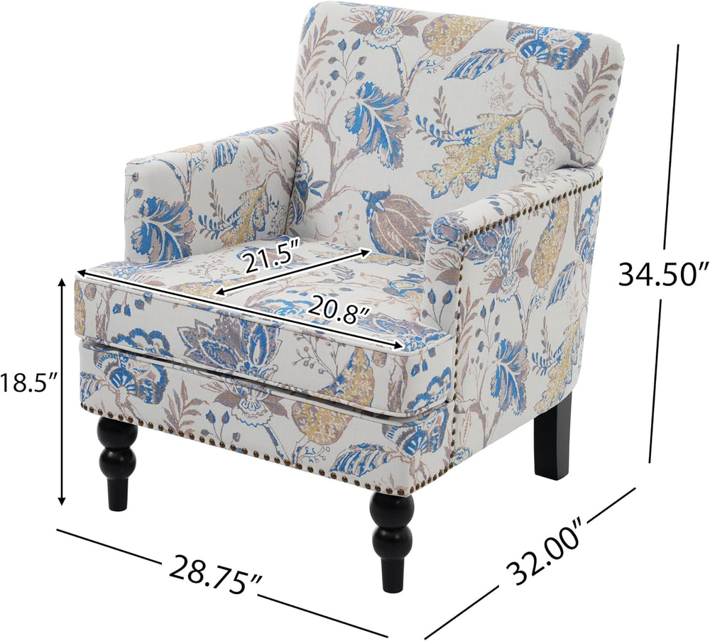 Christopher Knight Home Eve Modern Upholstered Club Chair, Wooden Living Room...