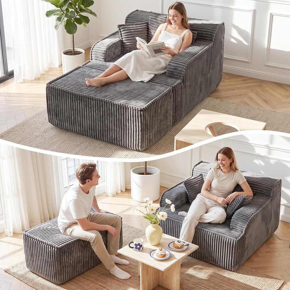 Chaise Lounge Chair Indoor,Oversized Boneless Chair Reading Chair,Comfy Bonel...