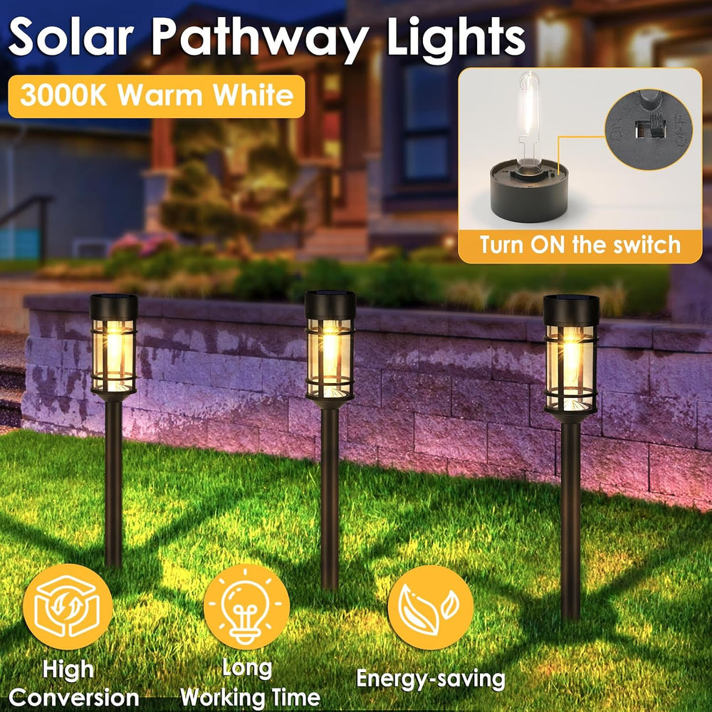 Mancra Solar Pathway Lights, 8 Pack LED Solar Lights Outdoor Waterproof, Glas...