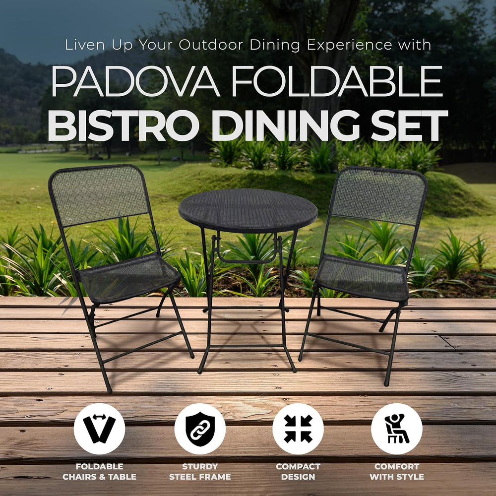 Four Seasons Courtyard Padova 3 Piece Bistro Outdoor Backyard Dining Set with...