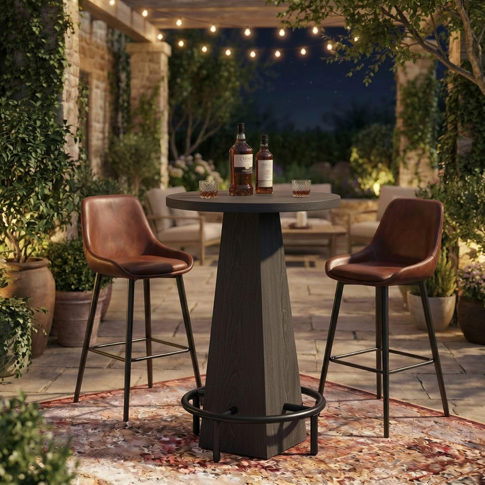 Tribesigns Round Bar Table, 37.4" High Pub Table with Metal Footrest