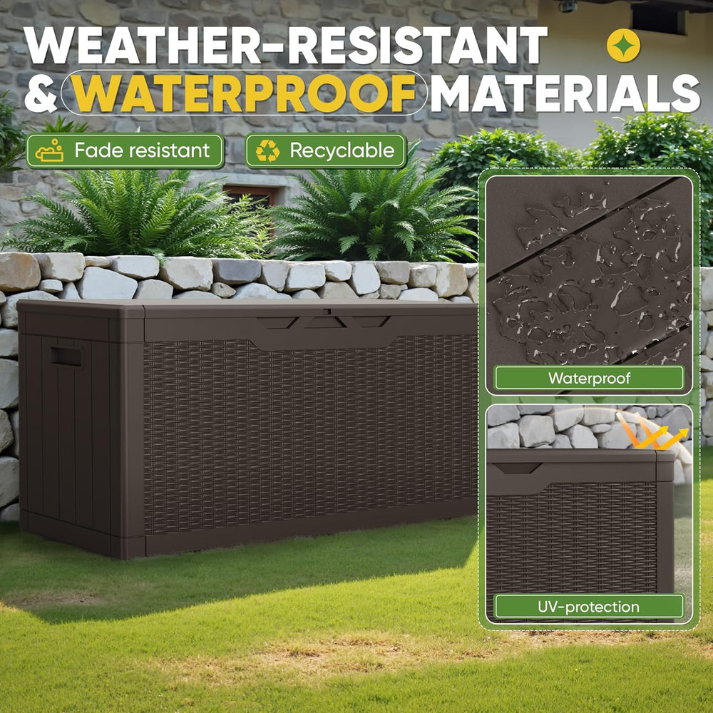 Greesum Outdoor Storage Box 100 Gallon Storage Bin with Lid for Patio Furnitu...