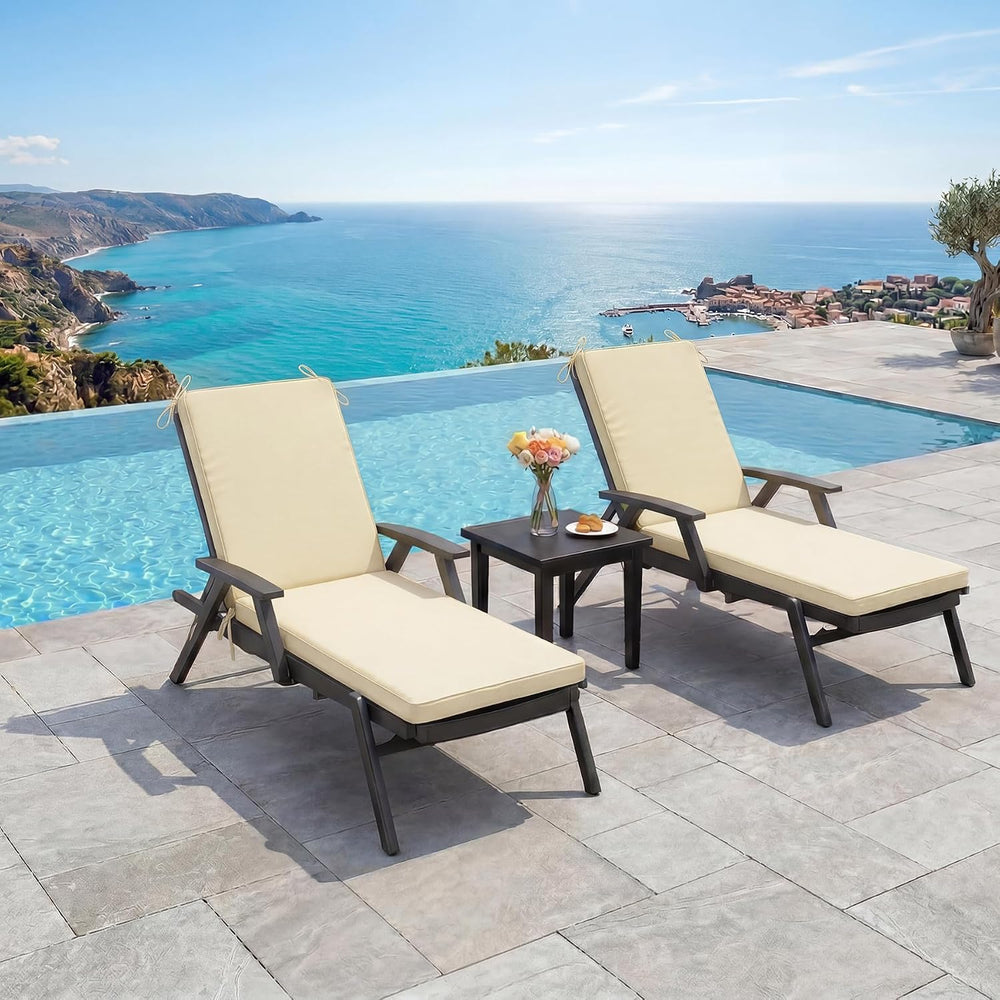 Chaise Lounge Cushions Outdoor, 80 x 26 x 3 Inch Water-Resistant Beige