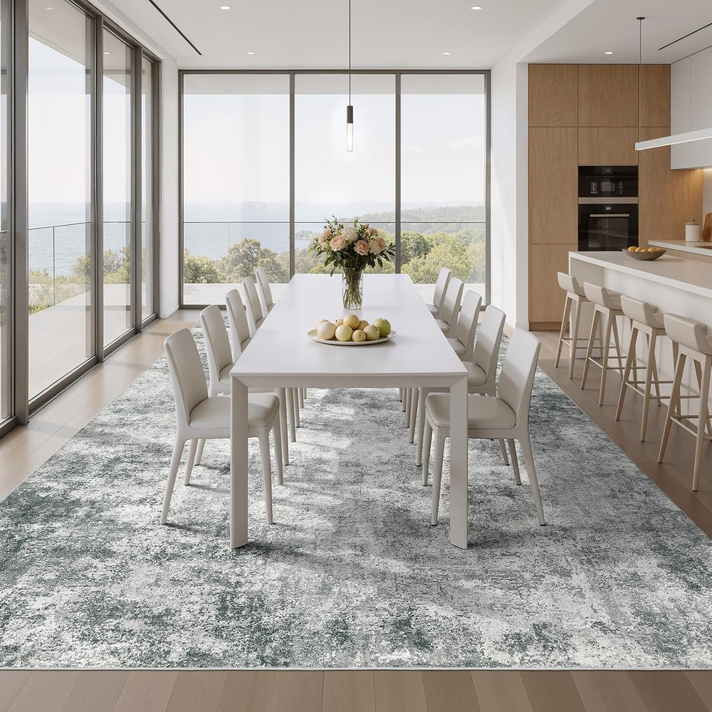 WITSHOCK 12x14 Area Rugs for Living Room Washable Abstract Rug Gray
