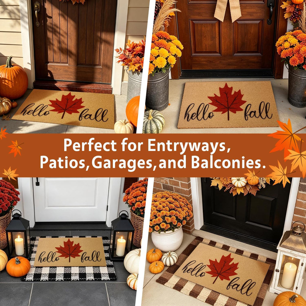 Hello Fall Door Mat, Non Slip Front Welcome Mat Outdoor Indoor 24x36