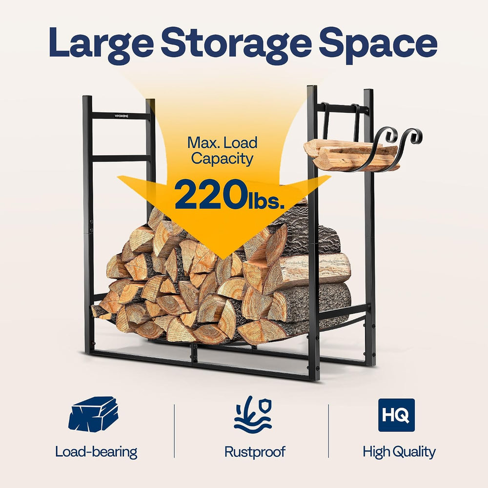 VIVOHOME 3ft Heavy Duty Indoor Outdoor Firewood Storage Log Rack with Kindlin...