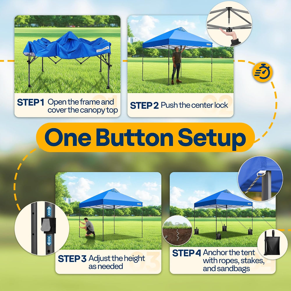 VIVOHOME 10x10ft Pop Up Canopy Tent One Push Setup