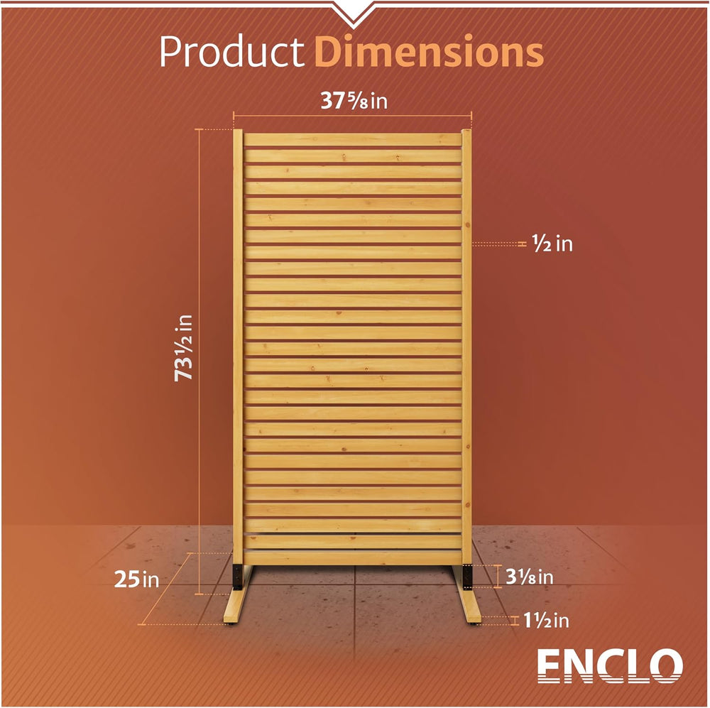 Enclo Slatted Freestanding/Surface Mounted Privacy Screen, Cedar Wood