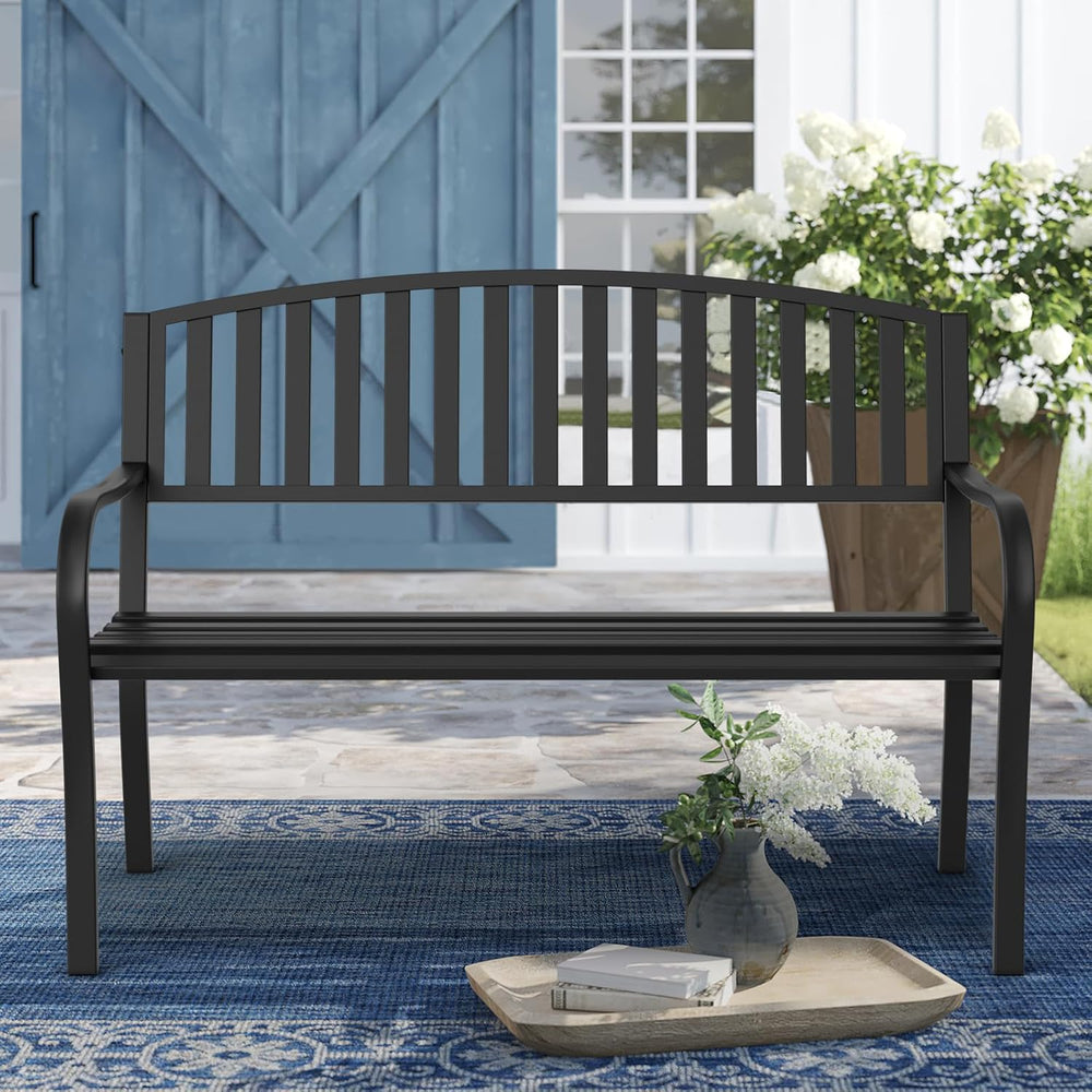 Outdoor Bench Garden Bench, Weatherproof Anti-Rust Heavy-Duty Outside Benches...
