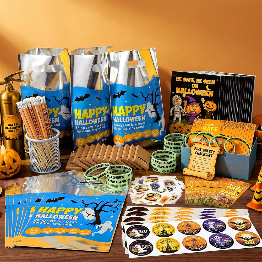 450 Pcs Bulk Halloween Safety Items Kit, Trick or Treat Gift Favor