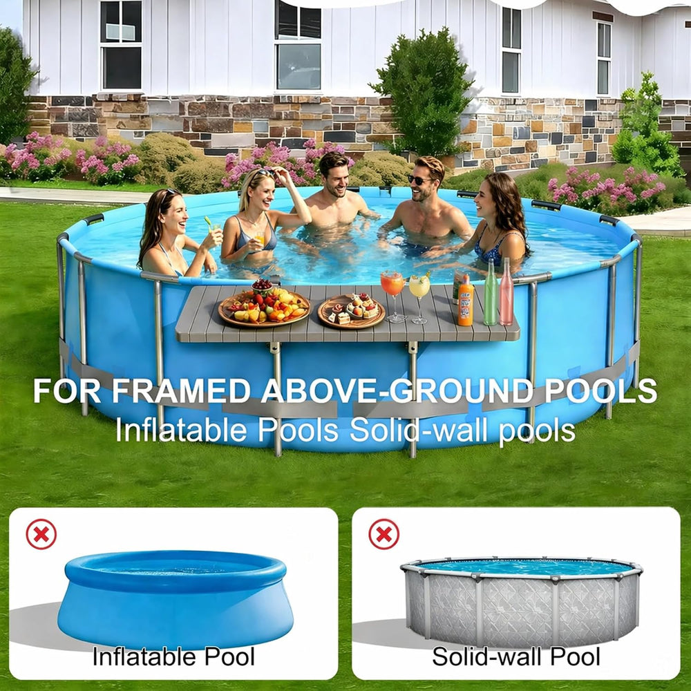 Poolside Bar Table for Above Ground Pool, 49.4x9.6 Outdoor Hanging Swim-Up Ta...