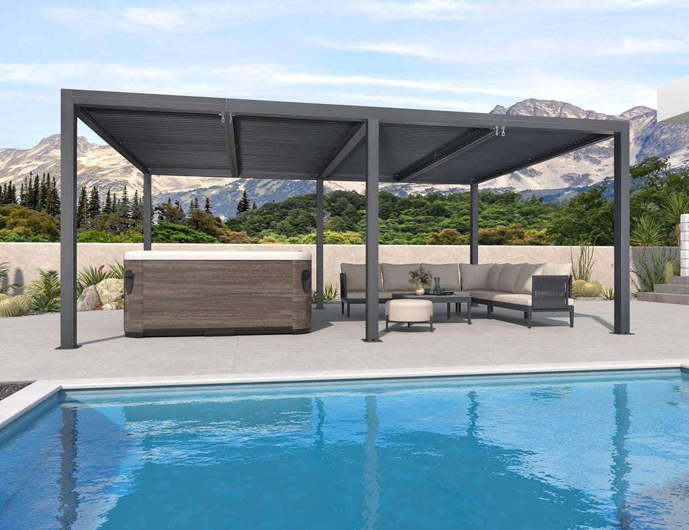 PURPLE LEAF Louvered Pergola 12' x 20' 94AS with Four Adjustable Roof...