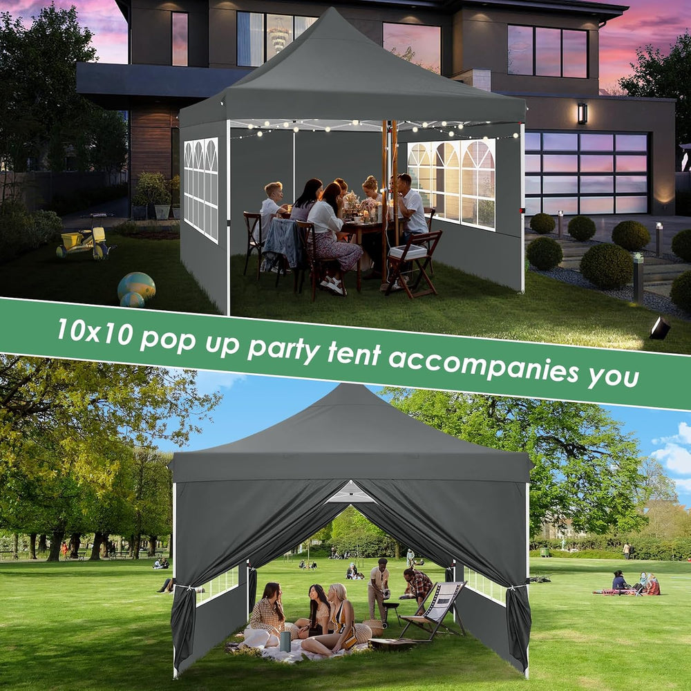 COBIZI 10x10 Pop Up Canopy Tent with Sidewalls, Waterproof Commercial Outdoor...