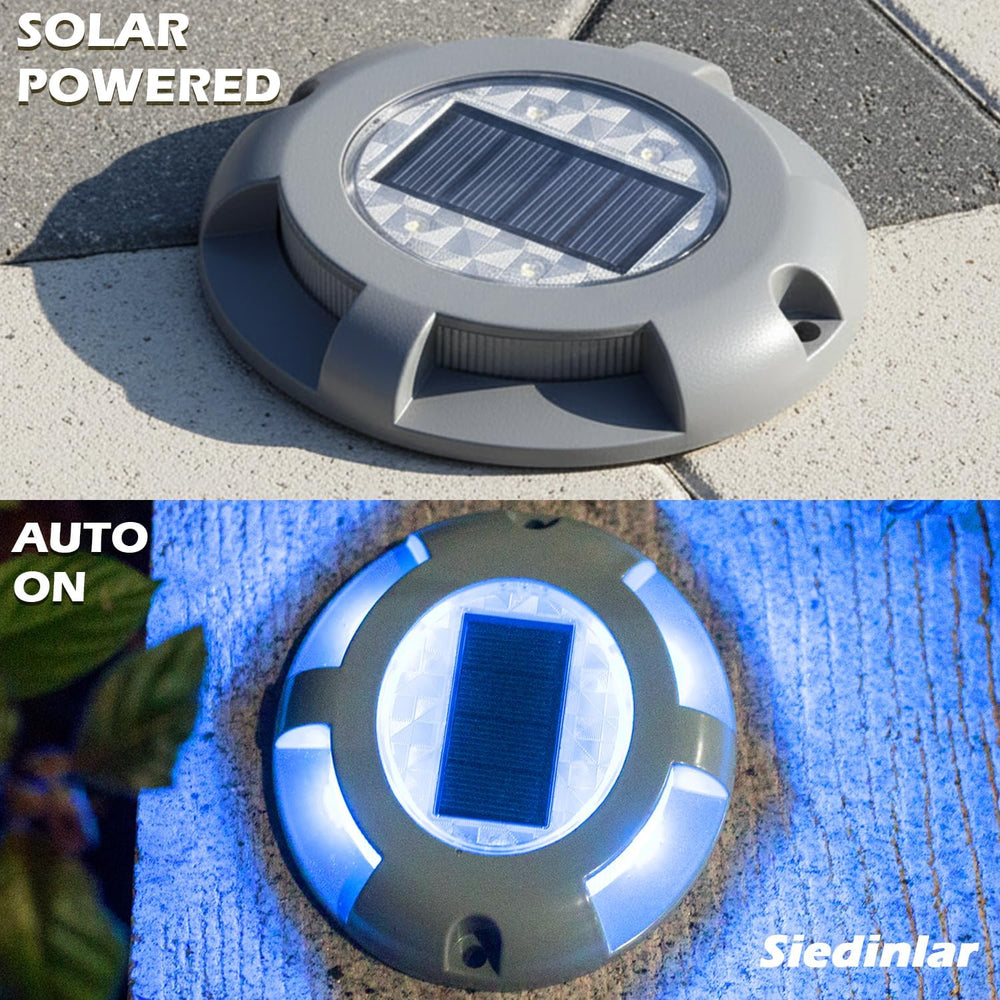 SIEDiNLAR Solar Deck Lights Outdoor LED Driveway Dock Lights, 12 Pack, Blue