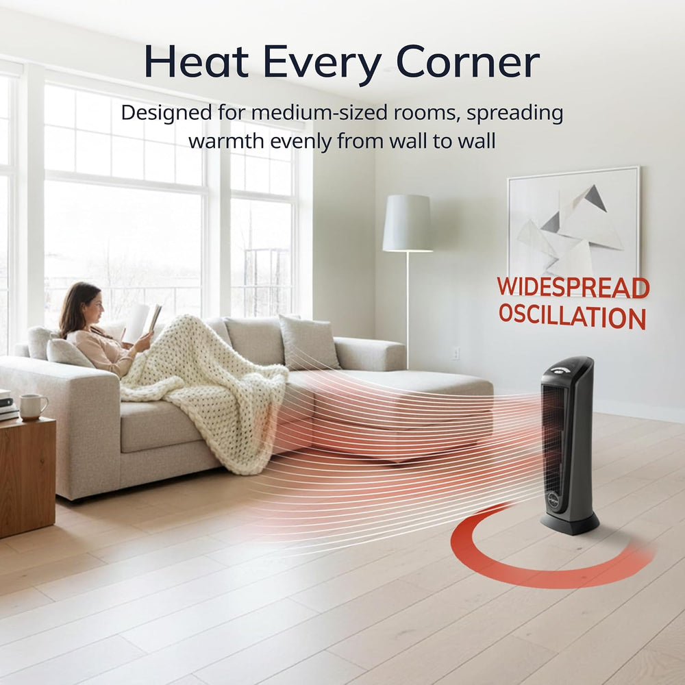 Lasko 1500W Ceramic Tower Space Heater with Remote, Thermostat, Timer & W...