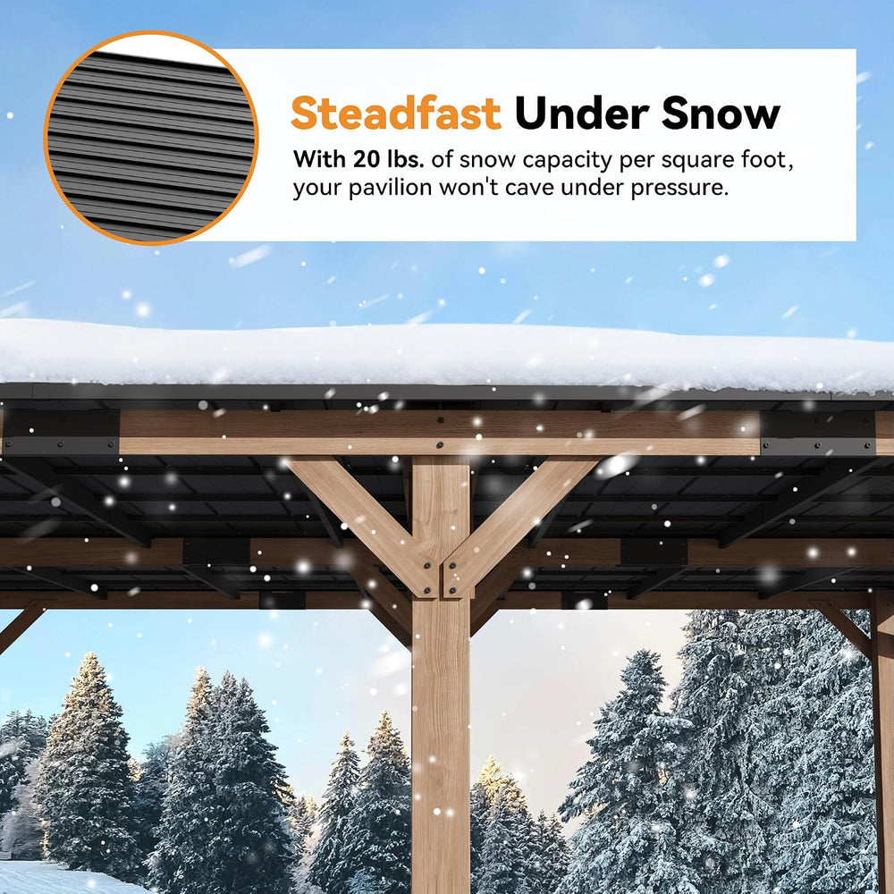 Modern Shade Wood Grill Gazebo 20' x 20' with Sloped Galvanized Steel...