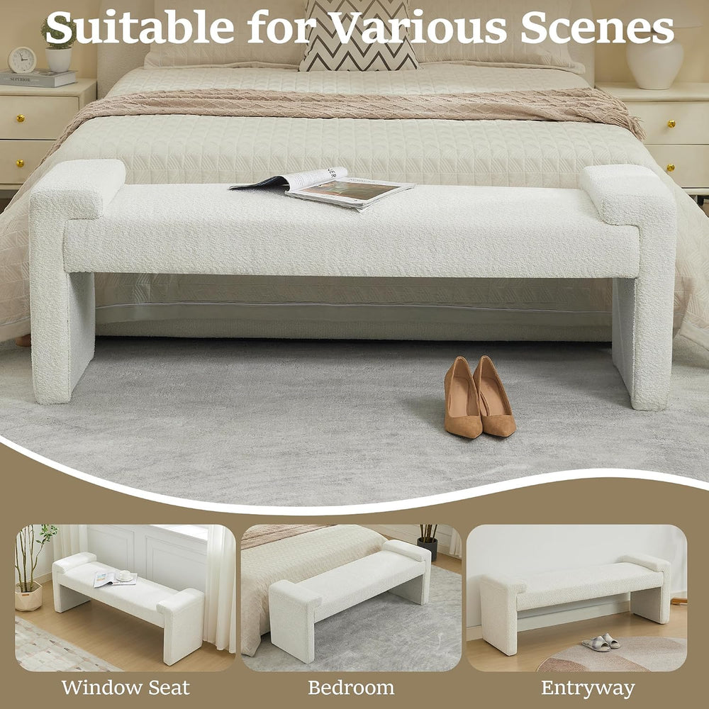 WUTUTUEE 58.7" End of Bed Bench Upholstered Modern Bedroom Bench for Liv...