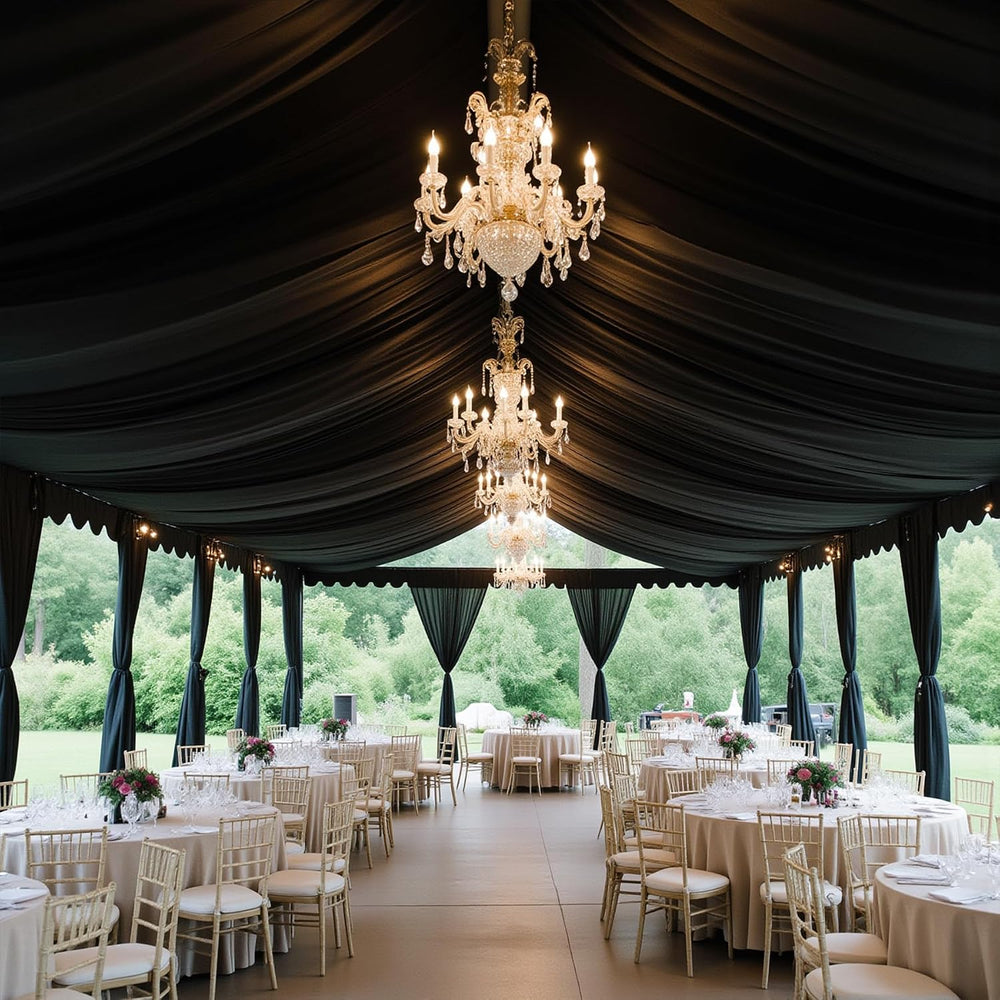 Outpain 10ftx20ft Black Backdrop Ceiling Drapes,2Panels 20ft Height Wrinkle F...